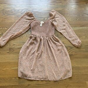 Jessica Simpson Blush Smocked Bodice Long Sleeve Dress 🍕